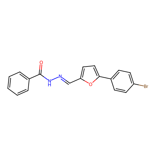 Benzoic acid [5-(4-bromo-phenyl)-furan-2-ylmethylene]-hydrazide structure