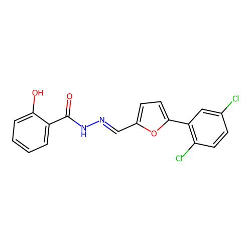 N'-{(E)-[5-(2,5-dichlorophenyl)furan-2-yl]methylidene}-2-hydroxybenzohydrazide structure