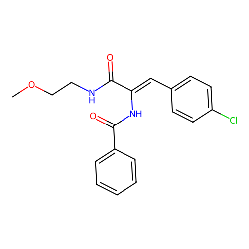 (2Z)-3-(4-chlorophenyl)-N-(2-methoxyethyl)-2-(phenylformamido)prop-2-enamide structure
