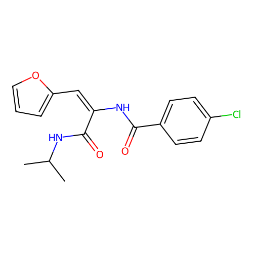 4-chloro-N-{(E)-2-(2-furyl)-1-[(isopropylamino)carbonyl]ethenyl}benzamide structure
