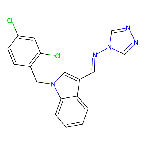 N-{[1-(2,4-dichlorobenzyl)-1H-indol-3-yl]methylene}-4H-1,2,4-triazol-4-amine structure