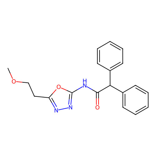 N-(5-(2-methoxyethyl)-1,3,4-oxadiazol-2-yl)-2,2-diphenylacetamide structure