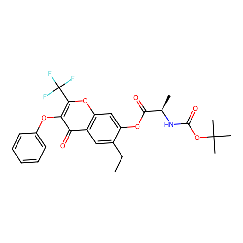(R)-6-ethyl-4-oxo-3-phenoxy-2-(trifluoromethyl)-4H-chromen-7-yl 2-((tert-butoxycarbonyl)amino)propanoate structure