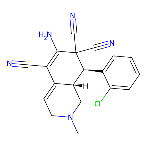 (8S,8aS)-6-amino-8-(2-chlorophenyl)-2-methyl-1,3,8,8a-tetrahydroisoquinoline-5,7,7-tricarbonitrile structure
