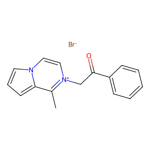1-Methyl-2-(2-oxo-2-phenylethyl)pyrrolo[1,2-A]pyrazin-2-ium bromide structure