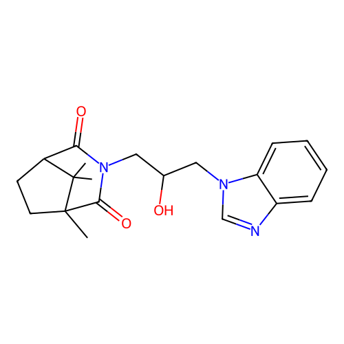 (5S)-3-(3-(1H-benzo[d]imidazol-1-yl)-2-hydroxypropyl)-1,8,8-trimethyl-3-azabicyclo[3.2.1]octane-2,4-dione structure