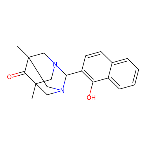 2-(1-Hydroxy-2-naphthyl)-5,7-dimethyl-1,3-diazatricyclo[3.3.1.1~3,7~]decan-6-one structure