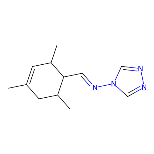N-[(E)-(2,4,6-trimethylcyclohex-3-en-1-yl)methylidene]-4H-1,2,4-triazol-4-amine structure