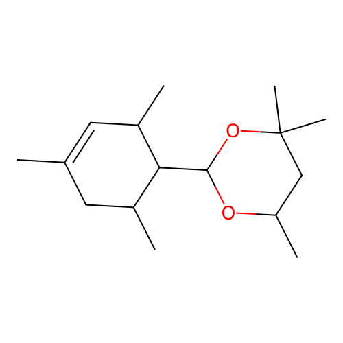 4,4,6-Trimethyl-2-(2,4,6-trimethylcyclohex-3-en-1-yl)-1,3-dioxane structure