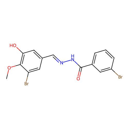 3-bromo-N-[(3-bromo-5-hydroxy-4-methoxyphenyl)methylideneamino]benzamide structure