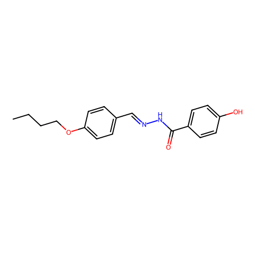 N-[(4-butoxyphenyl)methylideneamino]-4-hydroxybenzamide structure