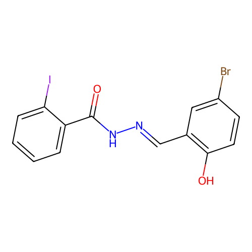 N-[(5-bromo-2-hydroxyphenyl)methylideneamino]-2-iodobenzamide structure