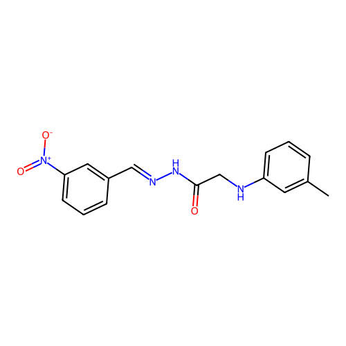 2-(3-methylanilino)-N-[(3-nitrophenyl)methylideneamino]acetamide structure