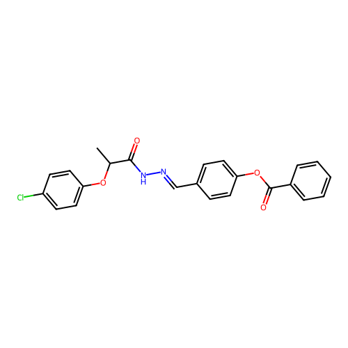 4-(2-(2-(4-Chlorophenoxy)propanoyl)carbohydrazonoyl)phenyl benzoate structure