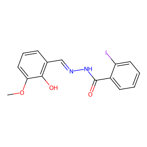 N-[(2-hydroxy-3-methoxyphenyl)methylideneamino]-2-iodobenzamide structure