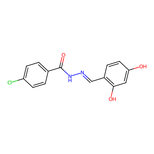 4-chloro-N-[(2,4-dihydroxyphenyl)methylideneamino]benzamide structure