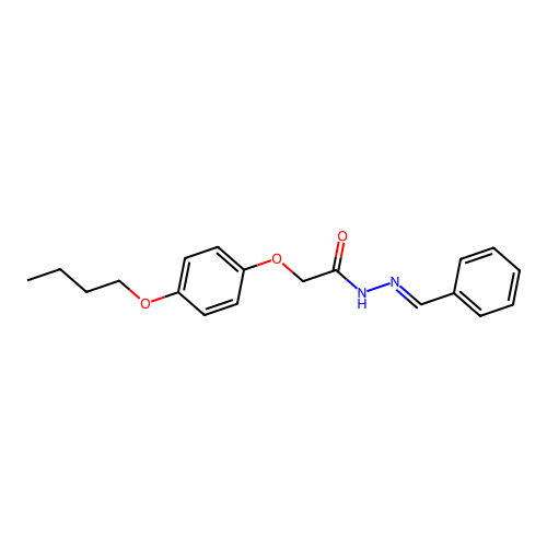 N-(benzylideneamino)-2-(4-butoxyphenoxy)acetamide structure