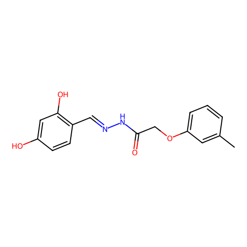 N-[(2,4-dihydroxyphenyl)methylideneamino]-2-(3-methylphenoxy)acetamide structure