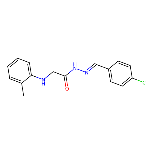 N-[(4-chlorophenyl)methylideneamino]-2-(2-methylanilino)acetamide structure