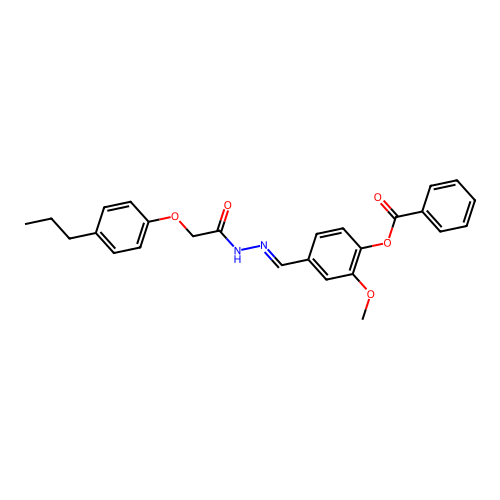 2-Methoxy-4-(2-((4-propylphenoxy)acetyl)carbohydrazonoyl)phenyl benzoate structure