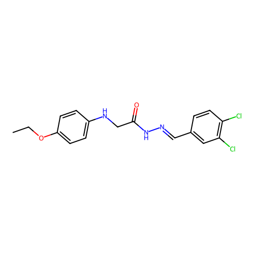 N-[(3,4-dichlorophenyl)methylideneamino]-2-(4-ethoxyanilino)acetamide structure