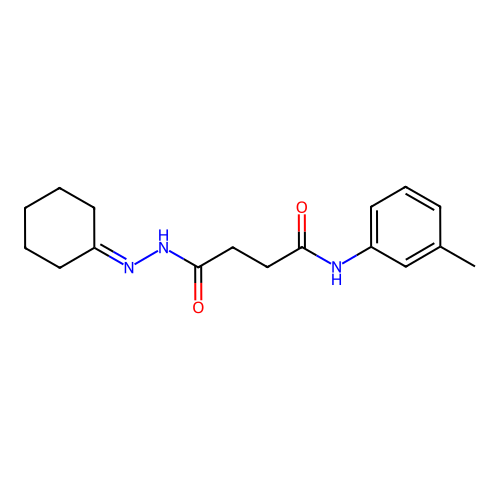 4-(2-cyclohexylidenehydrazino)-N-(3-methylphenyl)-4-oxobutanamide structure