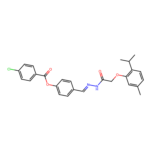 4-(2-((2-Isopropyl-5-methylphenoxy)AC)carbohydrazonoyl)phenyl 4-chlorobenzoate structure
