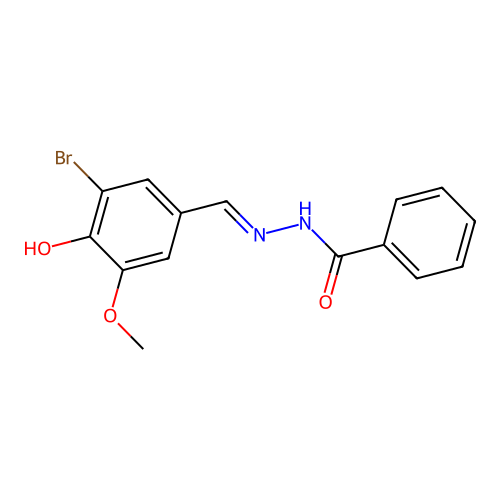 N-[(3-bromo-4-hydroxy-5-methoxyphenyl)methylideneamino]benzamide structure
