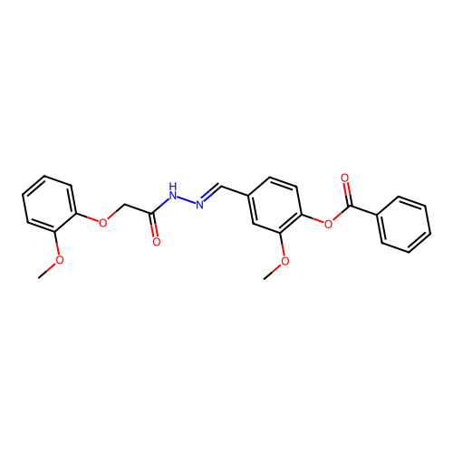 2-Methoxy-4-(2-((2-methoxyphenoxy)acetyl)carbohydrazonoyl)phenyl benzoate structure
