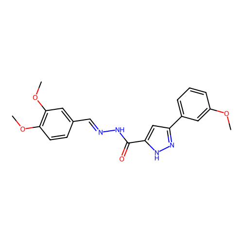 N'-(3,4-Dimethoxybenzylidene)-3-(3-methoxyphenyl)-1H-pyrazole-5-carbohydrazide structure