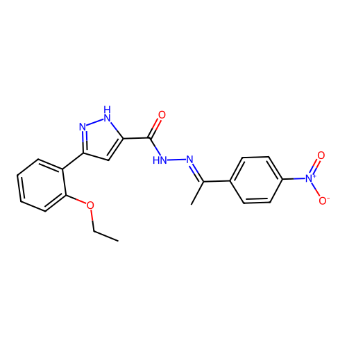 3-(2-Ethoxyphenyl)-N'-(1-(4-nitrophenyl)ethylidene)-1H-pyrazole-5-carbohydrazide structure
