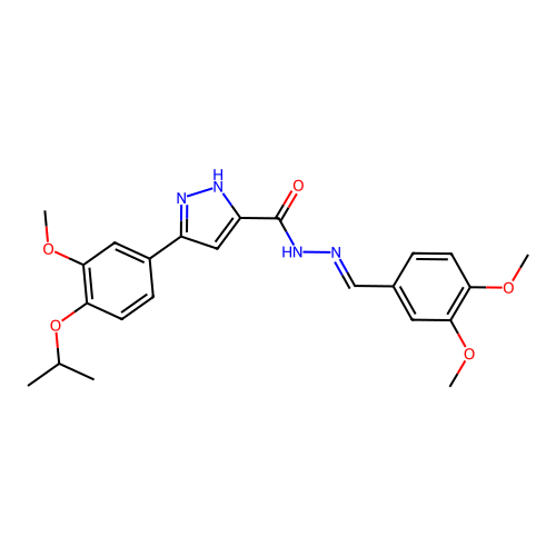 (E)-N'-(3,4-dimethoxybenzylidene)-3-(4-isopropoxy-3-methoxyphenyl)-1H-pyrazole-5-carbohydrazide structure