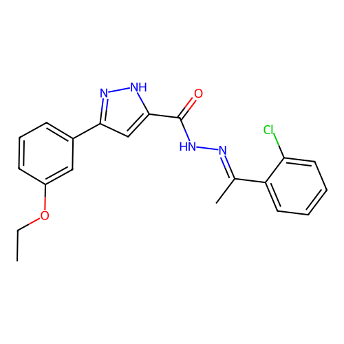 N'-(1-(2-Chlorophenyl)ethylidene)3-(3-ethoxyphenyl)-1H-pyrazole-5-carbohydrazide structure