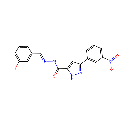 N'-(3-Methoxybenzylidene)-3-(3-nitrophenyl)-1H-pyrazole-5-carbohydrazide structure