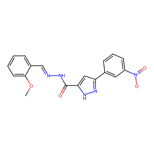 N'-(2-Methoxybenzylidene)-3-(3-nitrophenyl)-1H-pyrazole-5-carbohydrazide structure