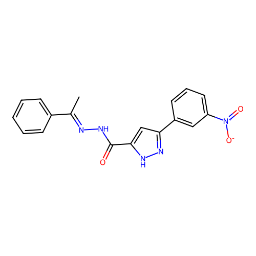 3-(3-Nitrophenyl)-N'-(1-phenylethylidene)-1H-pyrazole-5-carbohydrazide structure