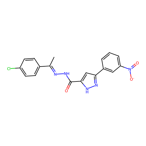 N'-(1-(4-Chlorophenyl)ethylidene)-3-(3-nitrophenyl)-1H-pyrazole-5-carbohydrazide structure