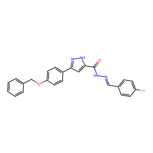 3-(4-(Benzyloxy)phenyl)-N'-(4-fluorobenzylidene)-1H-pyrazole-5-carbohydrazide structure
