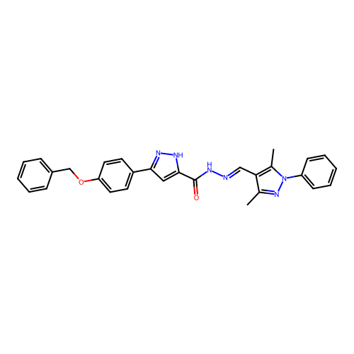 3-[4-(BENZYLOXY)PHENYL]-N'-[(E)-(3,5-DIMETHYL-1-PHENYL-1H-PYRAZOL-4-YL)METHYLIDENE]-1H-PYRAZOLE-5-CARBOHYDRAZIDE structure