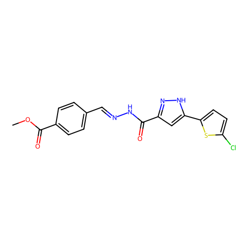 ME 4-(2-((3-(5-CL-2-Thienyl)-1H-pyrazol-5-YL)carbonyl)carbohydrazonoyl)benzoate structure