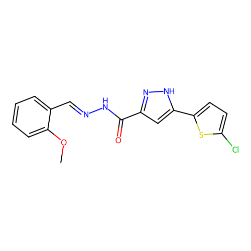 3-(5-Chloro-2-thienyl)-N'-(2-methoxybenzylidene)-1H-pyrazole-5-carbohydrazide structure