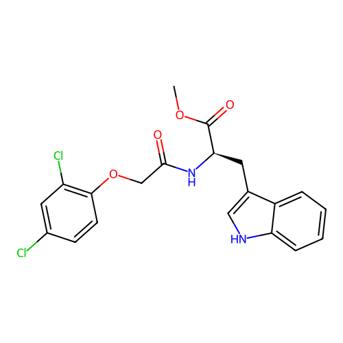 (R)-methyl 2-(2-(2,4-dichlorophenoxy)acetamido)-3-(1H-indol-3-yl)propanoate structure