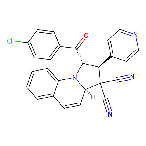 (1S,2S,3aR)-1-(4-chlorobenzoyl)-2-(pyridin-4-yl)-1,2-dihydropyrrolo[1,2-a]quinoline-3,3(3aH)-dicarbonitrile structure