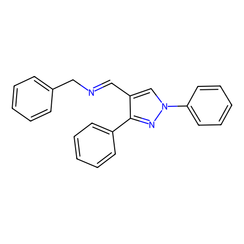 N-[(E)-(1,3-diphenyl-1H-pyrazol-4-yl)methylidene]-1-phenylmethanamine structure