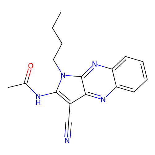 N-(1-butyl-3-cyanopyrrolo[3,2-b]quinoxalin-2-yl)acetamide structure