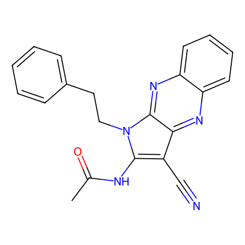 N-[3-cyano-1-(2-phenylethyl)-1H-pyrrolo[2,3-b]quinoxalin-2-yl]acetamide structure