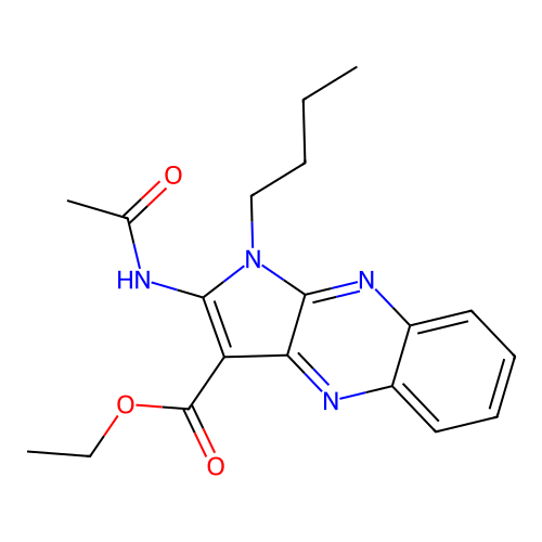 ethyl 2-(acetylamino)-1-butyl-1H-pyrrolo[2,3-b]quinoxaline-3-carboxylate structure