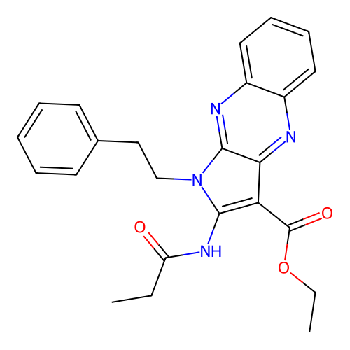 ethyl 1-phenethyl-2-(propanoylamino)pyrrolo[3,2-b]quinoxaline-3-carboxylate structure