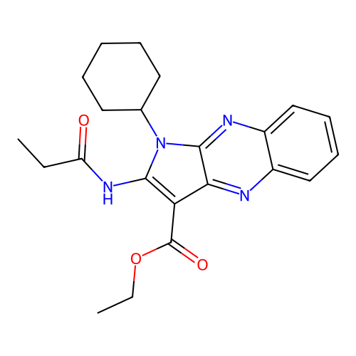 ethyl 1-cyclohexyl-2-(propanoylamino)-1H-pyrrolo[2,3-b]quinoxaline-3-carboxylate structure