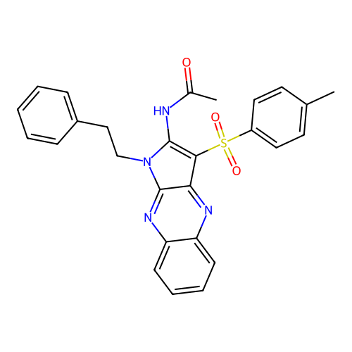 N-(1-phenethyl-3-tosyl-1H-pyrrolo[2,3-b]quinoxalin-2-yl)acetamide structure